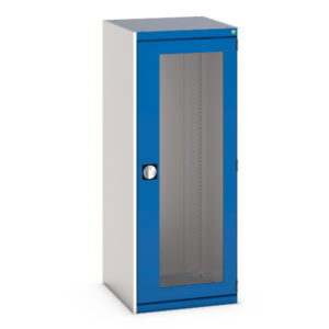 Lockable Stationery Cupboard Storage - with Window Doors. WxDxH: 650X650X1600mm Ral 7035/5010 _SKU-40019166.11V