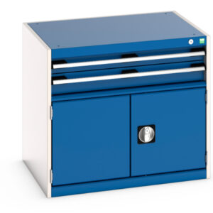 Industrial Blue Drawers - Cubio Drawer-Door Storage Cabinet with 2 Drawers / Door. WxDxH: 800X650X700mm Ral 7035/5010 _SKU-40020011.11V