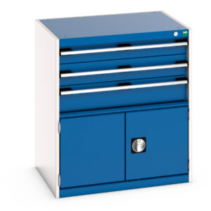 3 Drawer Industrial Storage Cabinet with Door - Door Storage Cabinet with 3 Drawers / Door. WxDxH: 800X650X900mm Ral 7035/5010 _SKU-40020033.11V