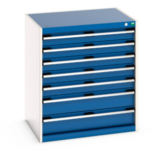 Cubio Drawer Storage Cabinet with 7 Drawers. WxDxH: 800X650X900mm Ral 7035/5010 _SKU-40020041.11V