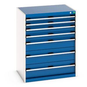 Cubio Drawer Storage Cabinet with 7 Drawers. WxDxH: 800X650X1000mm Ral 7035/5010 _SKU-40020053.11V