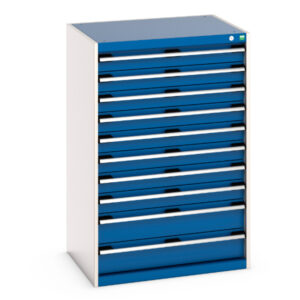 Cubio Drawer Storage Cabinet with 10 Drawers. WxDxH: 800X650X1200mm Ral 7035/5010 _SKU-40020065.11V