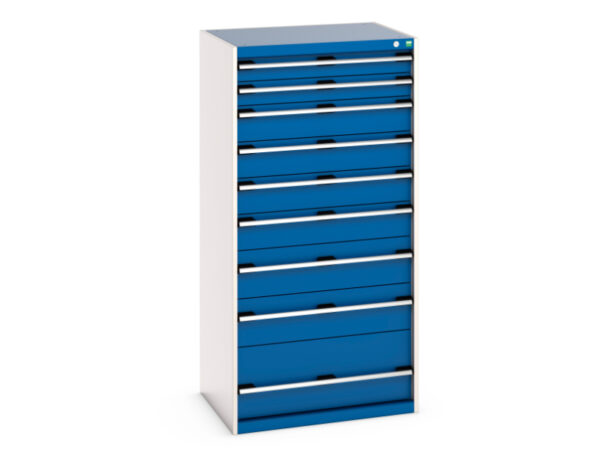 Cubio Drawer Storage Cabinet with 9 Drawers. WxDxH: 800X650X1600mm Ral 7035/5010 _SKU-40020067.11V