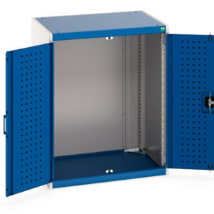 Factory Floor Heavy Duty Cupboard Storage - Cubio Cupboard Storage with Perfo Doors. WxDxH: 800X650X1000mm Ral 7035/5010 _SKU-40020085.11V