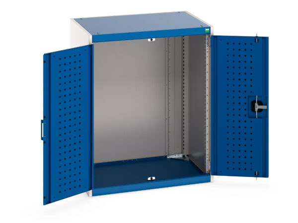 Factory Floor Heavy Duty Cupboard Storage - Cubio Cupboard Storage with Perfo Doors. WxDxH: 800X650X1000mm Ral 7035/5010 _SKU-40020085.11V