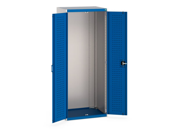 Perforated Door Storage Cabinet Cupboard Storage - Cubio Cupboard Storage with Perfo Doors. WxDxH: 800X650X2000mm Ral 7035/5010 _SKU-40020091.11V