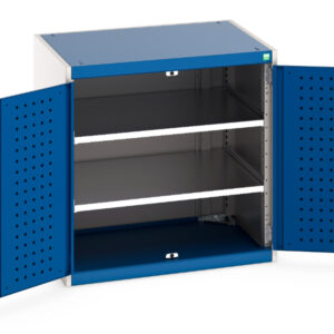 Workshop Tool Storage Storage Cabinet - Cubio Cupboard Storage with Perfo Doors And 2 Shelves. WxDxH: 800X650X800mm Ral 7035/5010 _SKU-40020110.11V