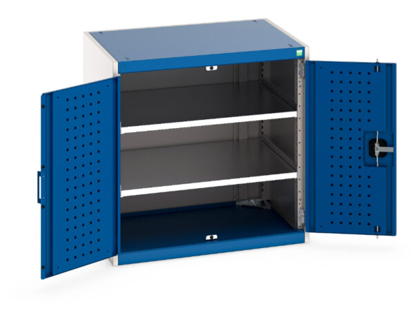 Workshop Tool Storage Storage Cabinet - Cubio Cupboard Storage with Perfo Doors And 2 Shelves. WxDxH: 800X650X800mm Ral 7035/5010 _SKU-40020110.11V