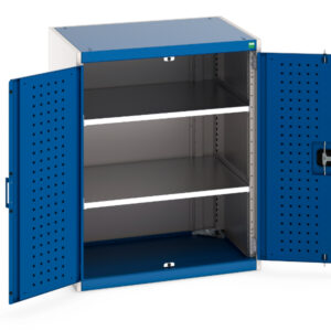 Cubio Cupboard Storage with Perfo Doors And 2 Shelves. WxDxH: 800X650X1000mm Ral 7035/5010 _SKU-40020111.11V