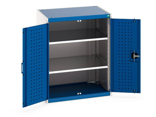 Cubio Cupboard Storage with Perfo Doors And 2 Shelves. WxDxH: 800X650X1000mm Ral 7035/5010 _SKU-40020111.11V