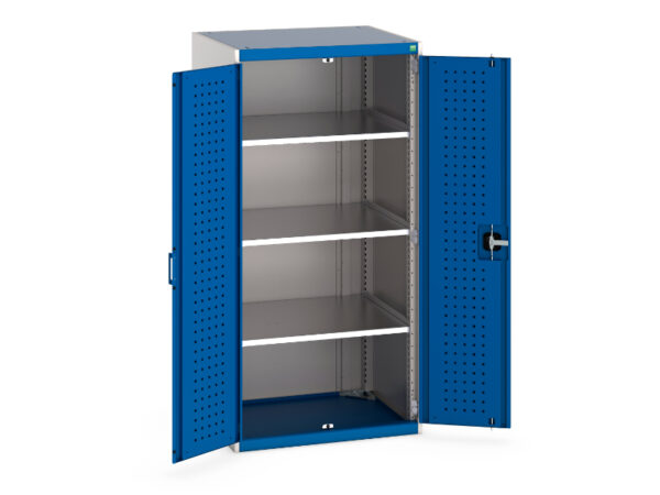 Cubio Cupboard Storage with Perfo Doors And 3 Shelves. WxDxH: 800X650X1600mm Ral 7035/5010 _SKU-40020114.11V