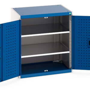 Cubio Cupboard Storage with Perfo Doors And 2 Shelves. WxDxH: 800X650X900mm Ral 7035/5010 _SKU-40020144.11V