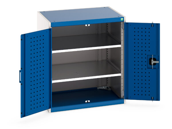 Cubio Cupboard Storage with Perfo Doors And 2 Shelves. WxDxH: 800X650X900mm Ral 7035/5010 _SKU-40020144.11V