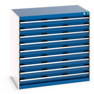 Cubio Drawer Storage Cabinet with 9 Drawers. WxDxH: 1050X650X1000mm Ral 7035/5010 _SKU-40021035.11V