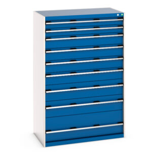Cubio Drawer Storage Cabinet with 9 Drawers. WxDxH: 1050X650X1600mm Ral 7035/5010 _SKU-40021043.11V