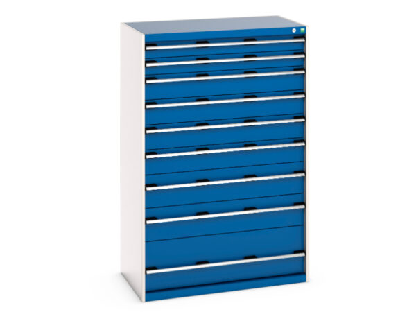 Cubio Drawer Storage Cabinet with 9 Drawers. WxDxH: 1050X650X1600mm Ral 7035/5010 _SKU-40021043.11V