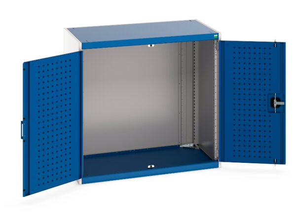 Bott Cubio Heavy Duty Storage Cabinet with 2 Perfo Storage Doors - Cubio Cupboard Storage with Perfo Doors. WxDxH: 1050X650X1000mm Ral 7035/5010 _SKU-40021061.11V