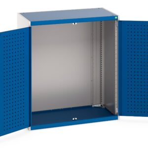 Pegboard Tool Storage Cabinet - Cubio Cupboard Storage with Perfo Doors. WxDxH: 1050X650X1200mm Ral 7035/5010 _SKU-40021063.11V