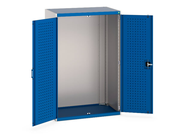 Metal Storage Cabinet with Tool Pegboard - Cubio Cupboard Storage with Perfo Doors. WxDxH: 1050X650X1600mm Ral 7035/5010 _SKU-40021065.11V