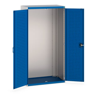 Janitorial Cupboard Storage - Cubio Cupboard Storage with Perfo Doors. WxDxH: 1050X650X2000mm Ral 7035/5010 _SKU-40021067.11V