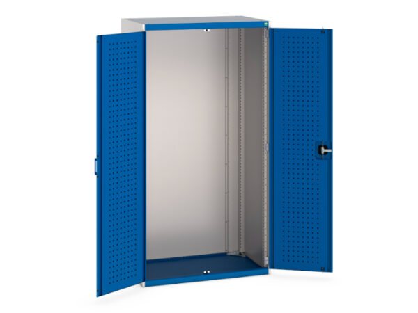 Janitorial Cupboard Storage - Cubio Cupboard Storage with Perfo Doors. WxDxH: 1050X650X2000mm Ral 7035/5010 _SKU-40021067.11V
