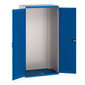 Double Door Metal Storage Cabinet - Cubio Cupboard Storage with Louvre Doors. WxDxH: 1050X650X2000mm Ral 7035/5010 _SKU-40021068.11V