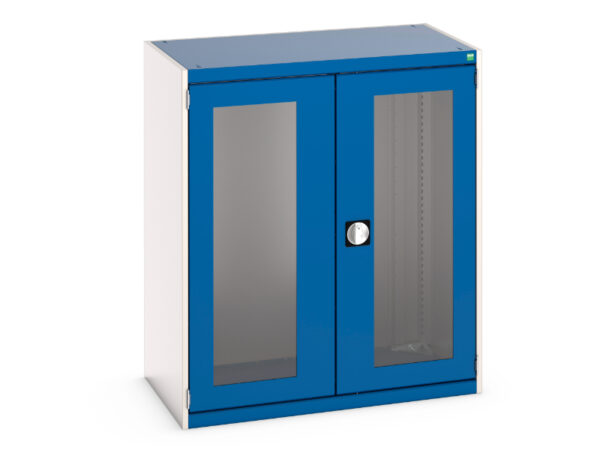Free Standing Metal Workplace Cupboard Storage - with Window Doors. WxDxH: 1050X650X1200mm Ral 7035/5010 _SKU-40021069.11V