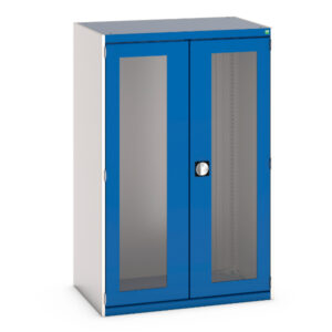 Double Door Steel Storage Cabinet - with Window Doors. WxDxH: 1050X650X1600mm Ral 7035/5010 _SKU-40021070.11V