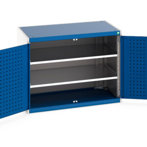 Cubio Cupboard Storage with Perfo Doors And 2 Shelves. WxDxH: 1050X650X800mm Ral 7035/5010 _SKU-40021094.11V