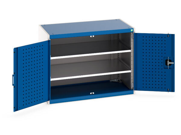 Cubio Cupboard Storage with Perfo Doors And 2 Shelves. WxDxH: 1050X650X800mm Ral 7035/5010 _SKU-40021094.11V