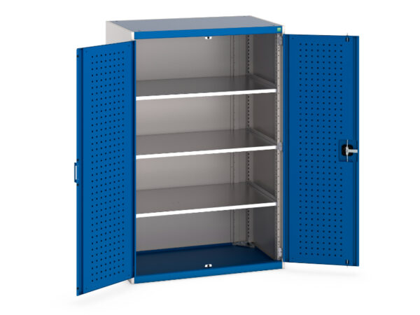 Cubio Cupboard Storage with Perfo Doors And 3 Shelves. WxDxH: 1050X650X1600mm Ral 7035/5010 _SKU-40021098.11V