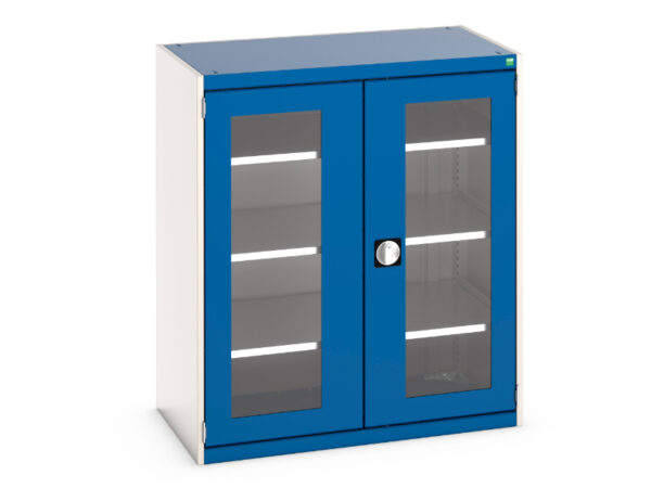 Cubio Cupboard Storage with Window Doors And 3 Shelves. WxDxH: 1050X650X1200mm Ral 7035/5010 _SKU-40021131.11V