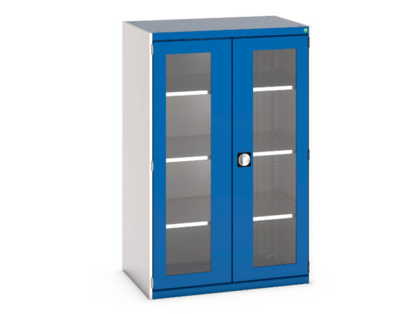 Window Door Industrial Metal Storage Cabinet - Cubio Cupboard Storage with Window Doors And 3 Shelves. WxDxH: 1050X650X1600mm Ral 7035/5010 _SKU-40021132.11V