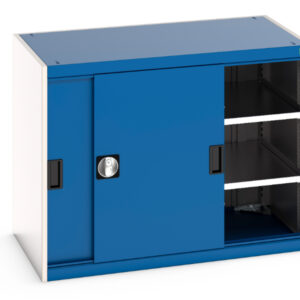Cubio Cupboard Storage with Sliding Doors, And 2 Shelves. WxDxH: 1050X650X800mm Ral 7035/5010 _SKU-40021137.11V