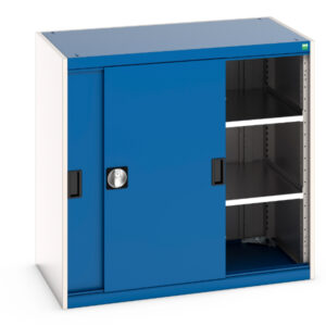 Cubio Cupboard Storage with Sliding Doors, And 2 Shelves. WxDxH: 1050X650X1000mm Ral 7035/5010 _SKU-40021138.11V