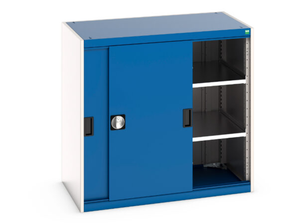 Cubio Cupboard Storage with Sliding Doors, And 2 Shelves. WxDxH: 1050X650X1000mm Ral 7035/5010 _SKU-40021138.11V