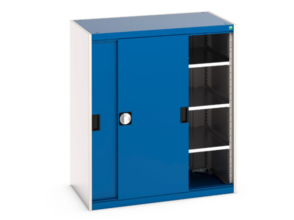 Bott Storage Cabinet Sliding Doors - Cubio Cupboard Storage with Sliding Doors, And 3 Shelves. WxDxH: 1050X650X1200mm Ral 7035/5010 _SKU-40021139.11V
