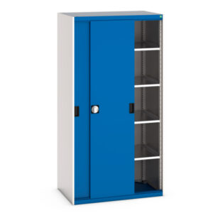 Metal Storage Cupboard Storage with Sliding Doors - Cubio Cupboard Storage with Sliding Doors, And 4 Shelves. WxDxH: 1050X650X2000mm Ral 7035/5010 _SKU-40021141.11V