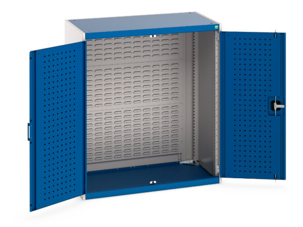 Bott Workplace Storage Cabinet - Cubio Cupboard Storage with Louvre Doors, Full Louvre Backpanel. WxDxH: 1050X650X1200mm Ral 7035/5010 _SKU-40021199.11V
