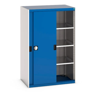 Bott Workshop Cupboard Storage - Cubio Cupboard Storage with Perfo Doors And 3 Shelves. WxDxH: 1050X650X1600mm Ral 7035/5010 _SKU-40021214.11V