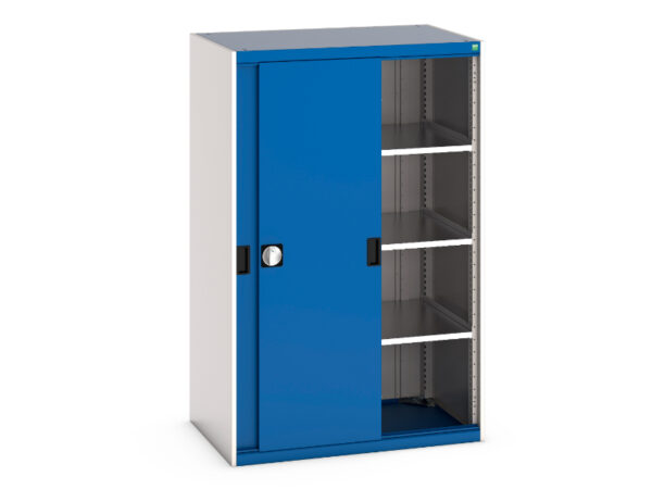 Bott Workshop Cupboard Storage - Cubio Cupboard Storage with Perfo Doors And 3 Shelves. WxDxH: 1050X650X1600mm Ral 7035/5010 _SKU-40021214.11V