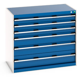 Cubio Drawer Storage Cabinet with 6 Drawers. WxDxH: 1050X650X900mm Ral 7035/5010 _SKU-40021223.11V