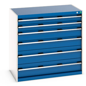 Cubio Drawer Storage Cabinet with 6 Drawers. WxDxH: 1050X650X1000mm Ral 7035/5010 _SKU-40021227.11V