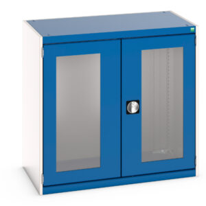 Industrial Storage Cabinet with Windows - Cubio Cupboard Storage with Window Doors. WxDxH: 1050X650X1000mm Ral 7035/5010 _SKU-40021231.11V