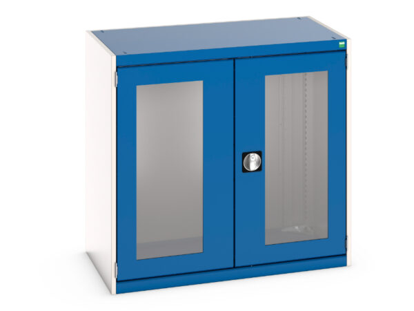 Industrial Storage Cabinet with Windows - Cubio Cupboard Storage with Window Doors. WxDxH: 1050X650X1000mm Ral 7035/5010 _SKU-40021231.11V