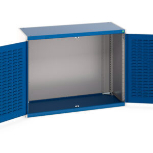 Cupboard Storage with Tool Part Bin Doors - Cubio Cupboard Storage with Louvre Doors. WxDxH: 1300X650X1000mm Ral 7035/5010 _SKU-40022014.11V
