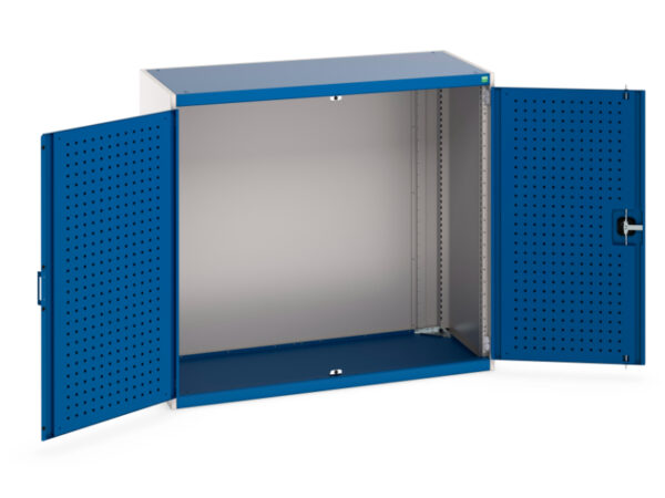 1300mm Wide Workshop Cupboard Storage - with Perfo Doors. WxDxH: 1300X650X1200mm Ral 7035/5010 _SKU-40022015.11V