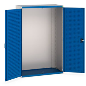 Bott Cubio Metal Storage Cupboard Storage with Perfo Doors - WxDxH: 1300X650X2000mm Ral 7035/5010 _SKU-40022019.11V