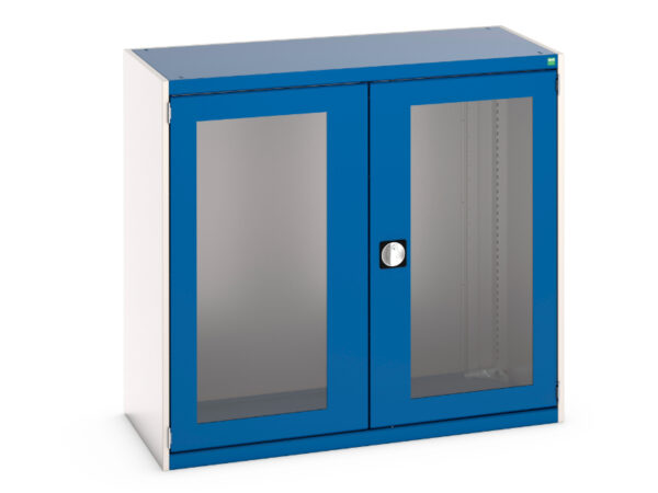 Double Window Metal Cupboard Storage - Cubio Cupboard Storage with Window Doors. WxDxH: 1300X650X1200mm Ral 7035/5010 _SKU-40022021.11V
