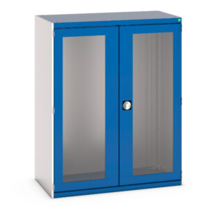 Metal Cupboard Storage with Window Doors - WxDxH: 1300X650X1600mm Ral 7035/5010 _SKU-40022022.11V